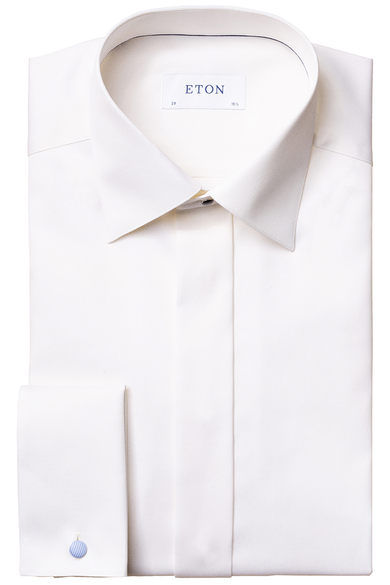 Eton Cont Off White Twill Evening Shirt Ecru-1 1