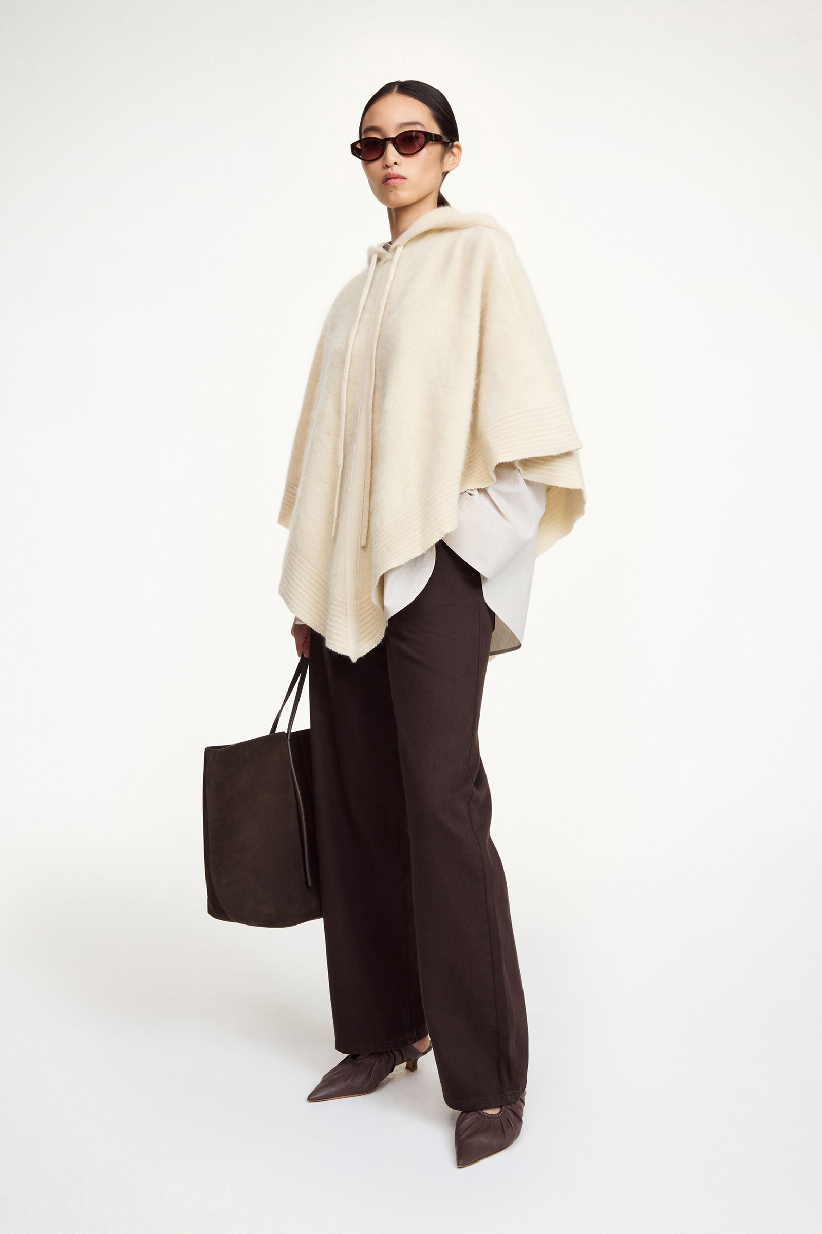 Dames poncho/cape ecru