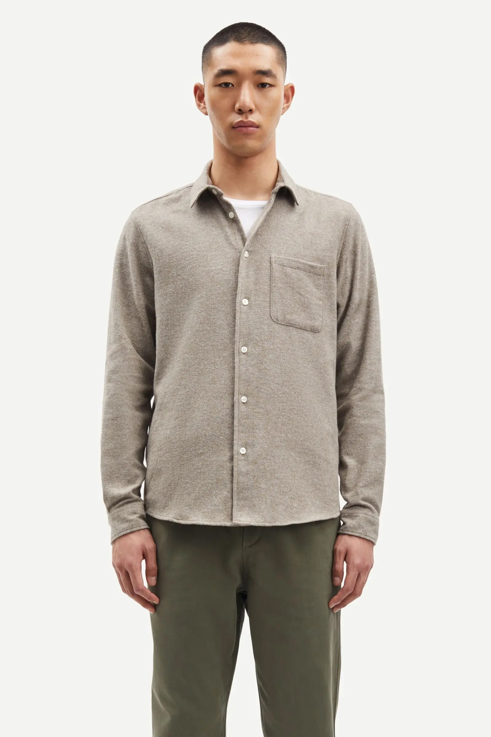 Heren overhemd lm casual bruin