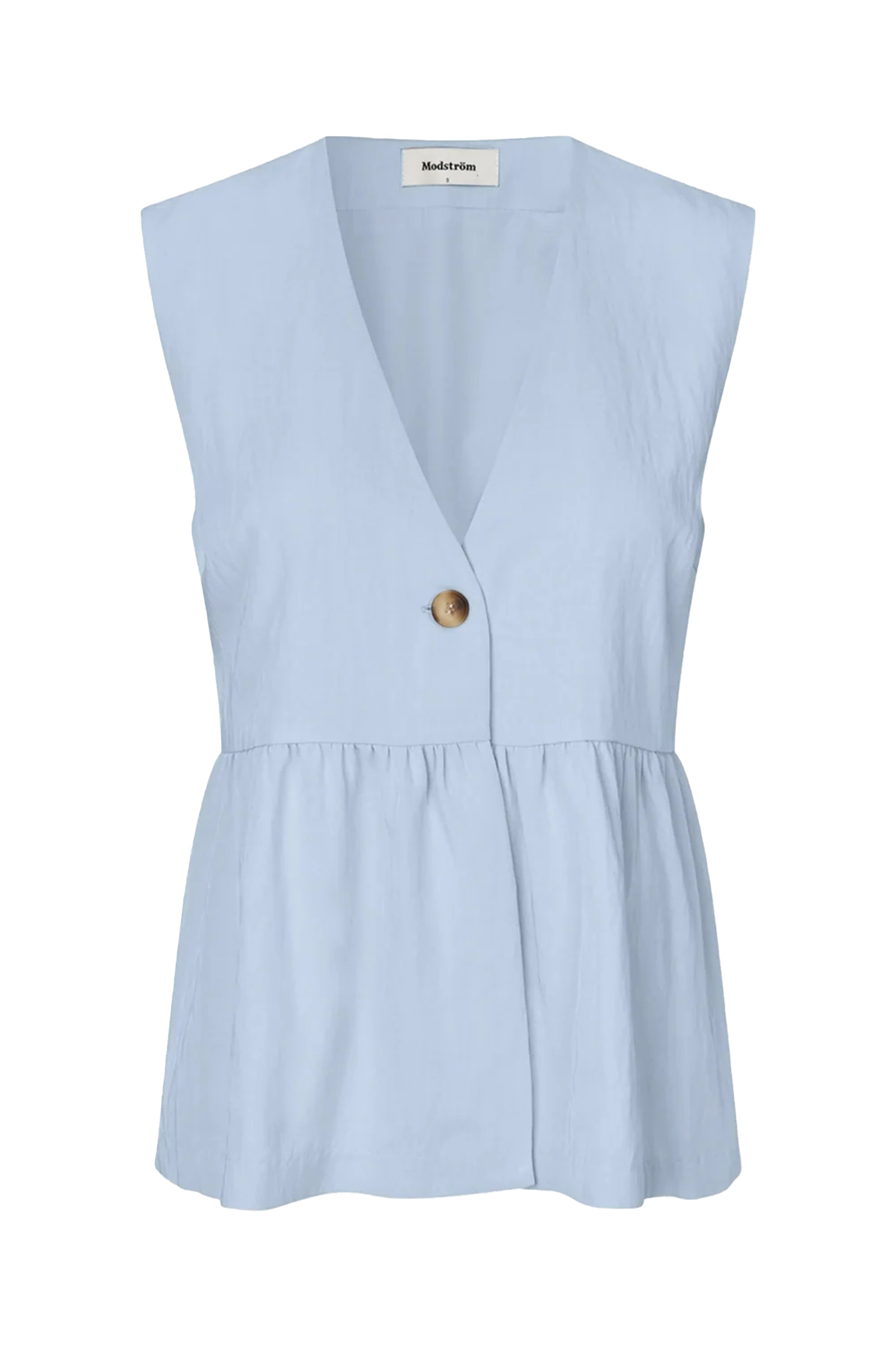 Dames blouse mouwloos blauw