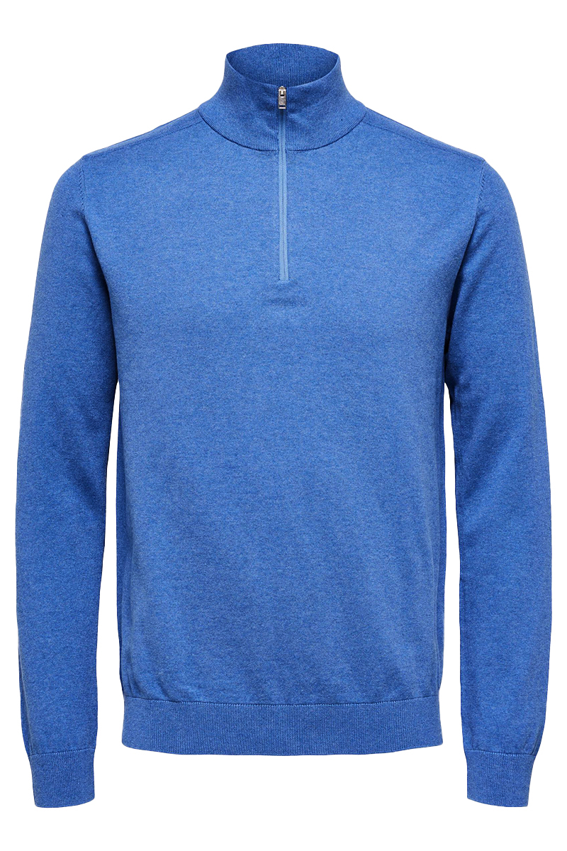 Selected SLHBERG HALF ZIP CARDIGAN NOOS Blauw-4 1
