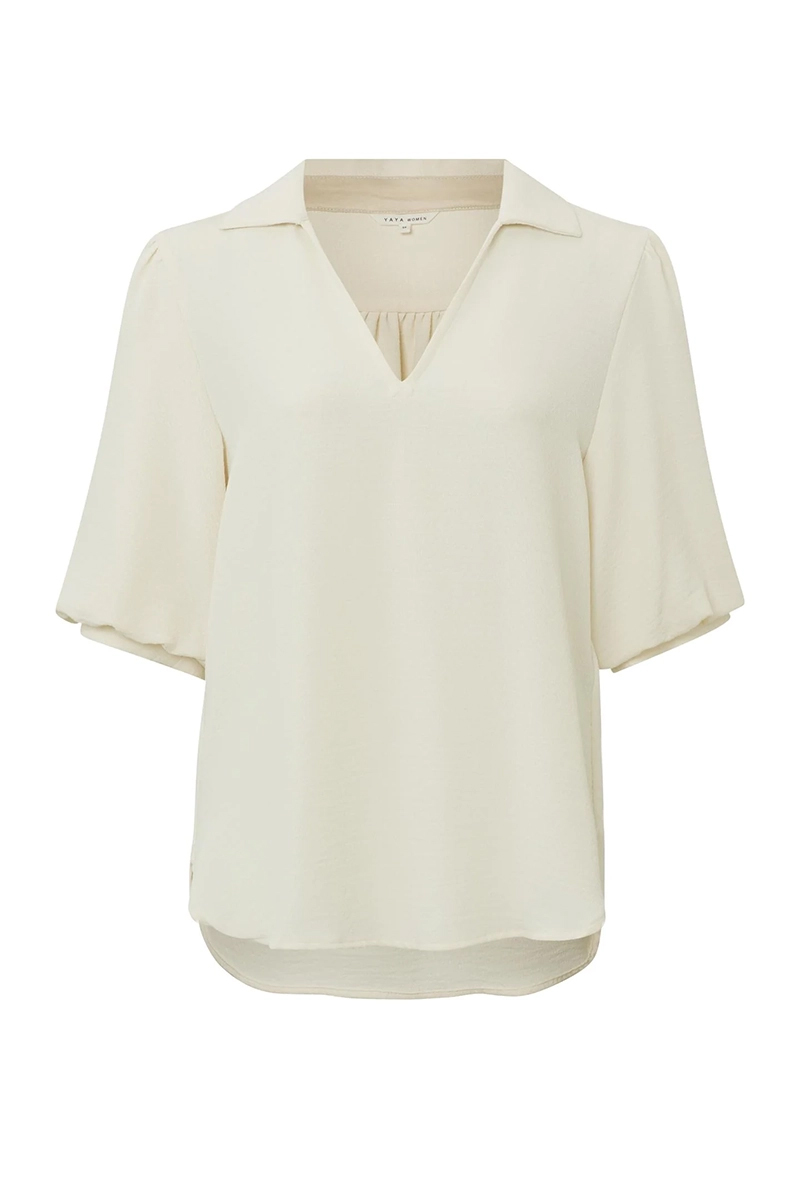 Yaya Short sleeve tunic top bruin/beige-2 1