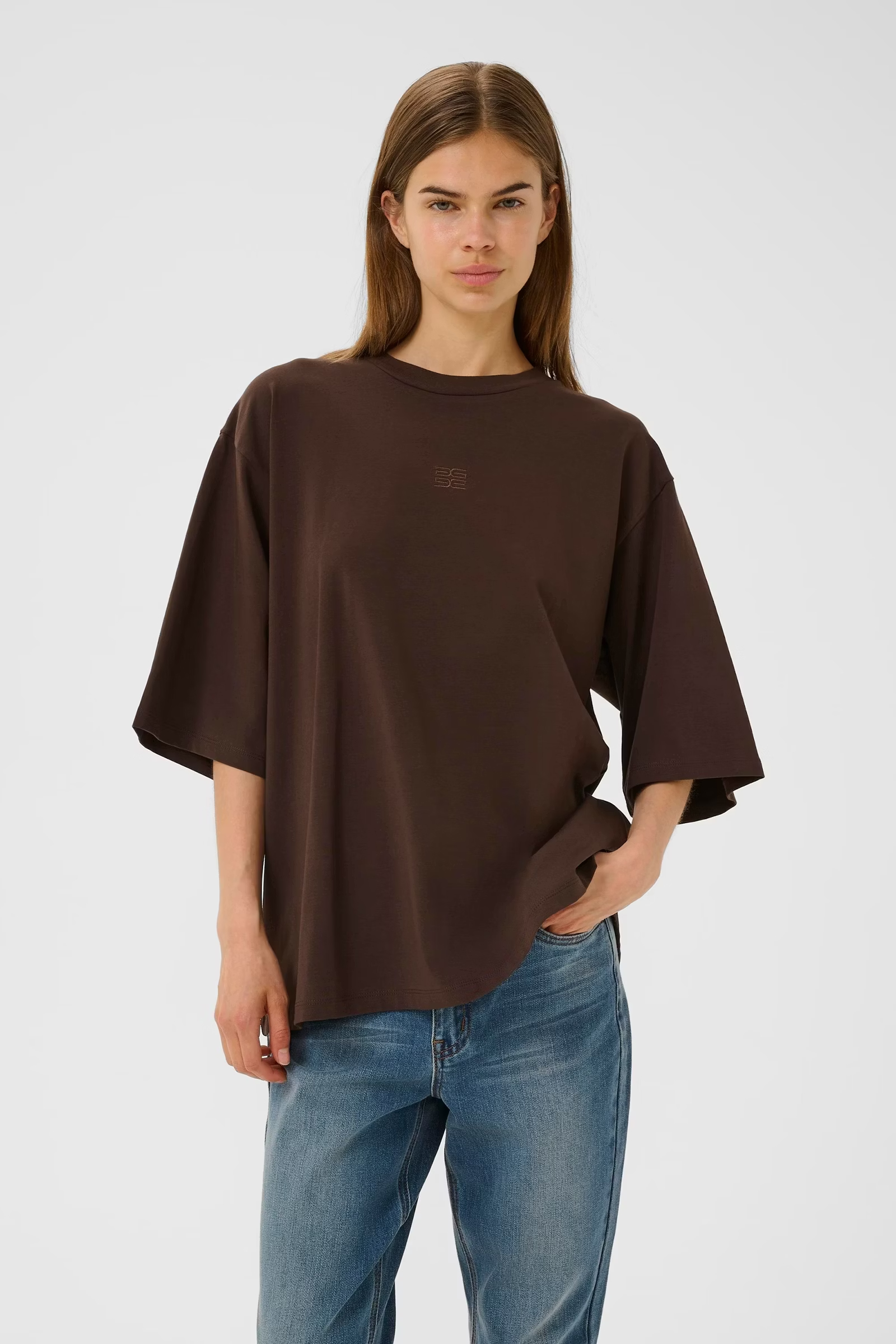 Dames t-shirt korte mouw bruin
