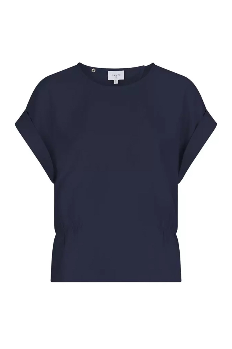 Dames blouse korte mouw blauw