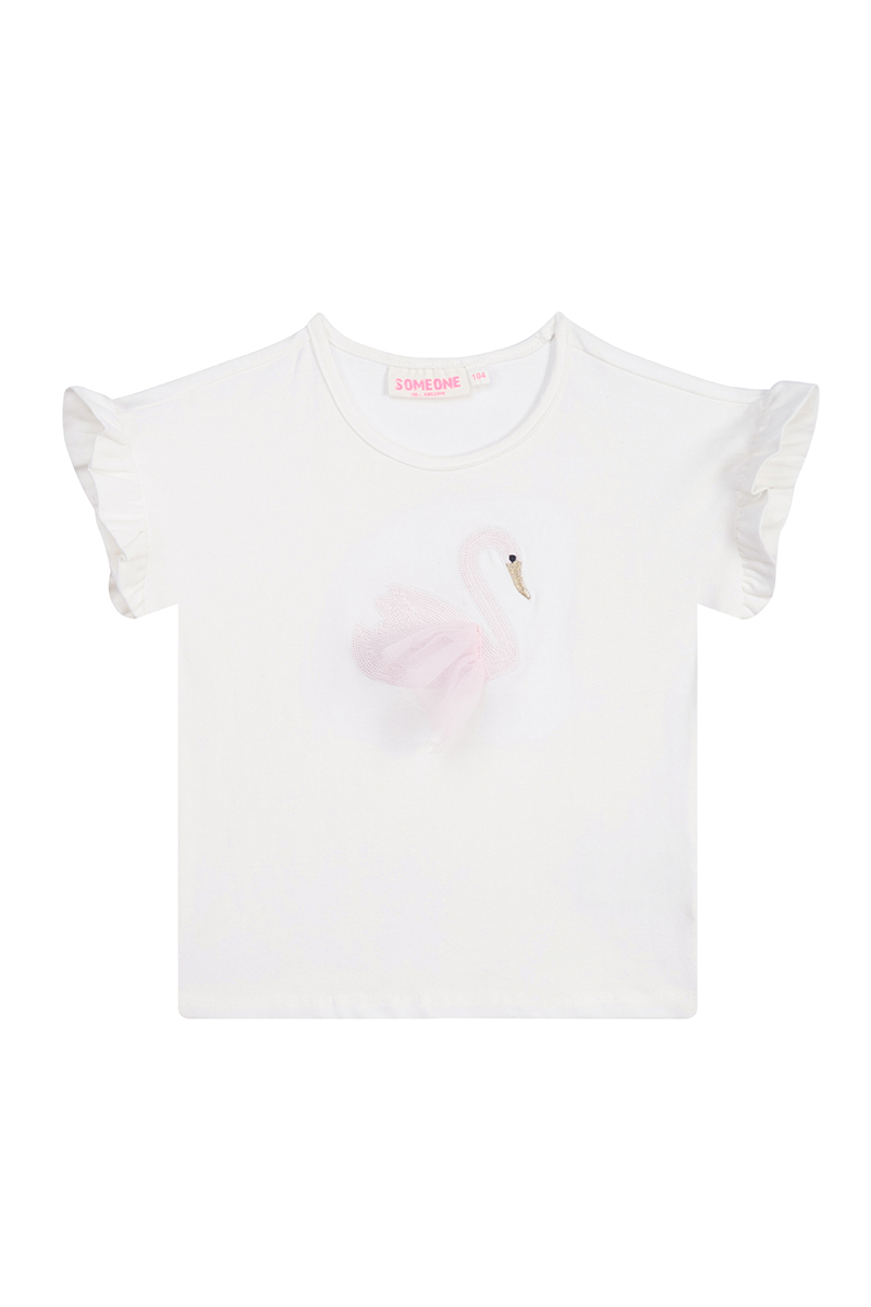 Meisjes t-shirt korte mouw ecru