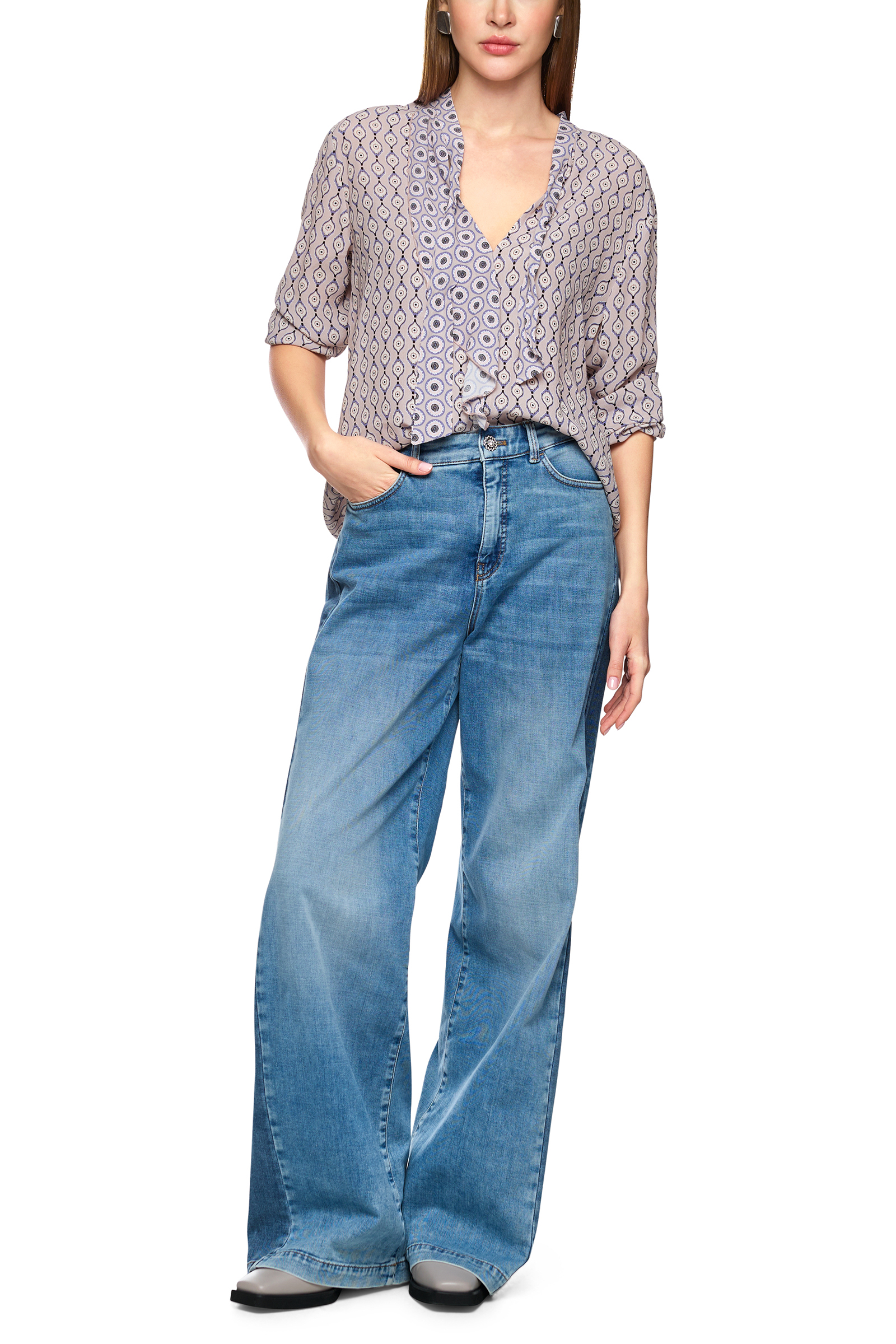 Dames blouse lange mouw bruin