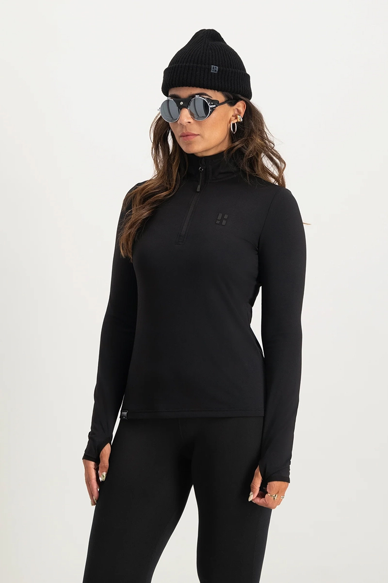 Wintersport dames pully+rits zwart