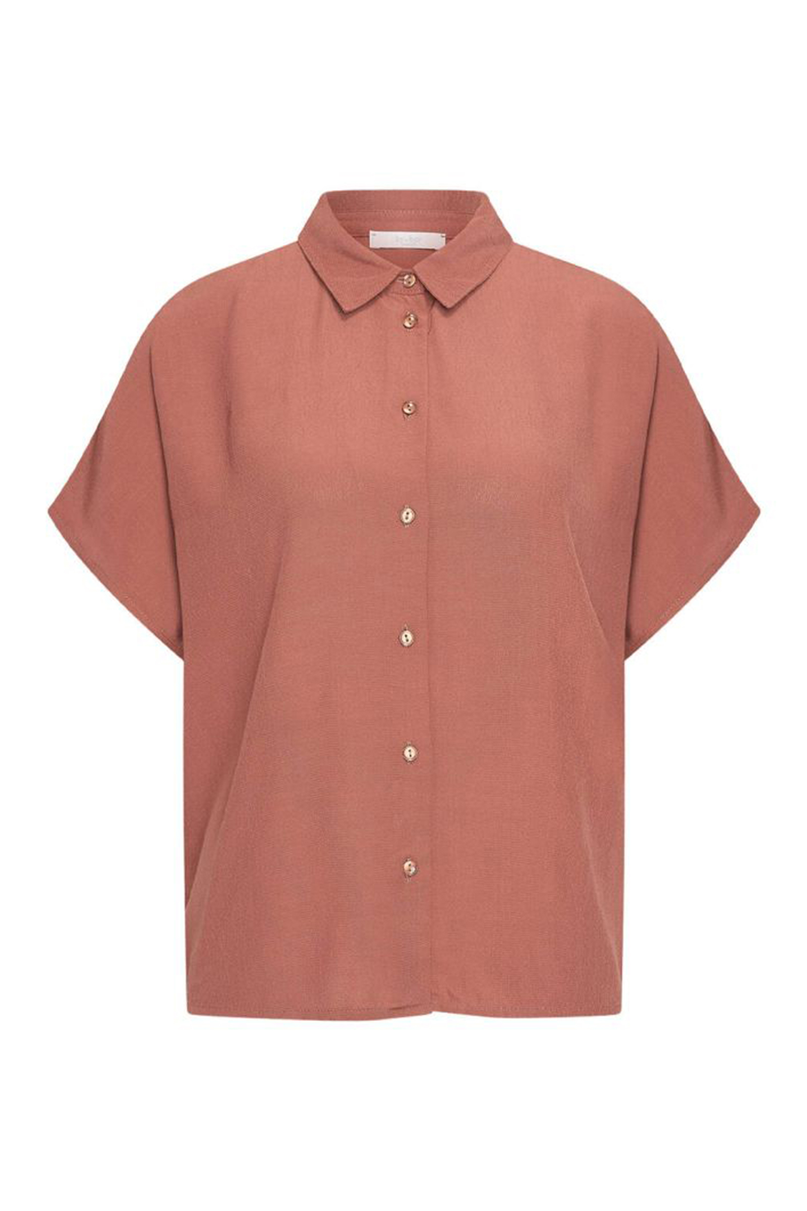 Dames blouse korte mouw bruin