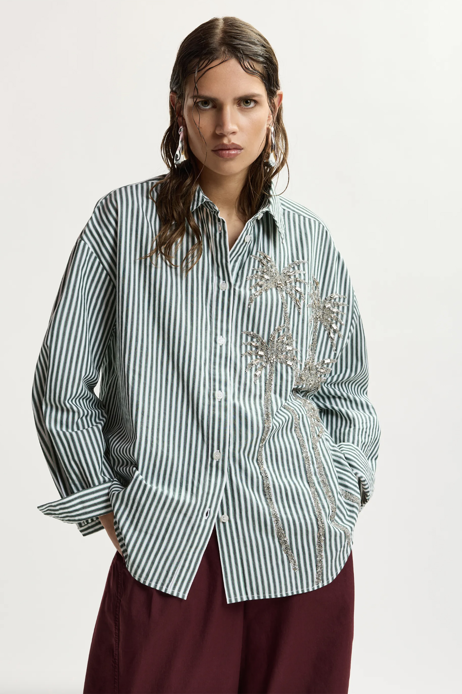 Dames blouse lange mouw groen