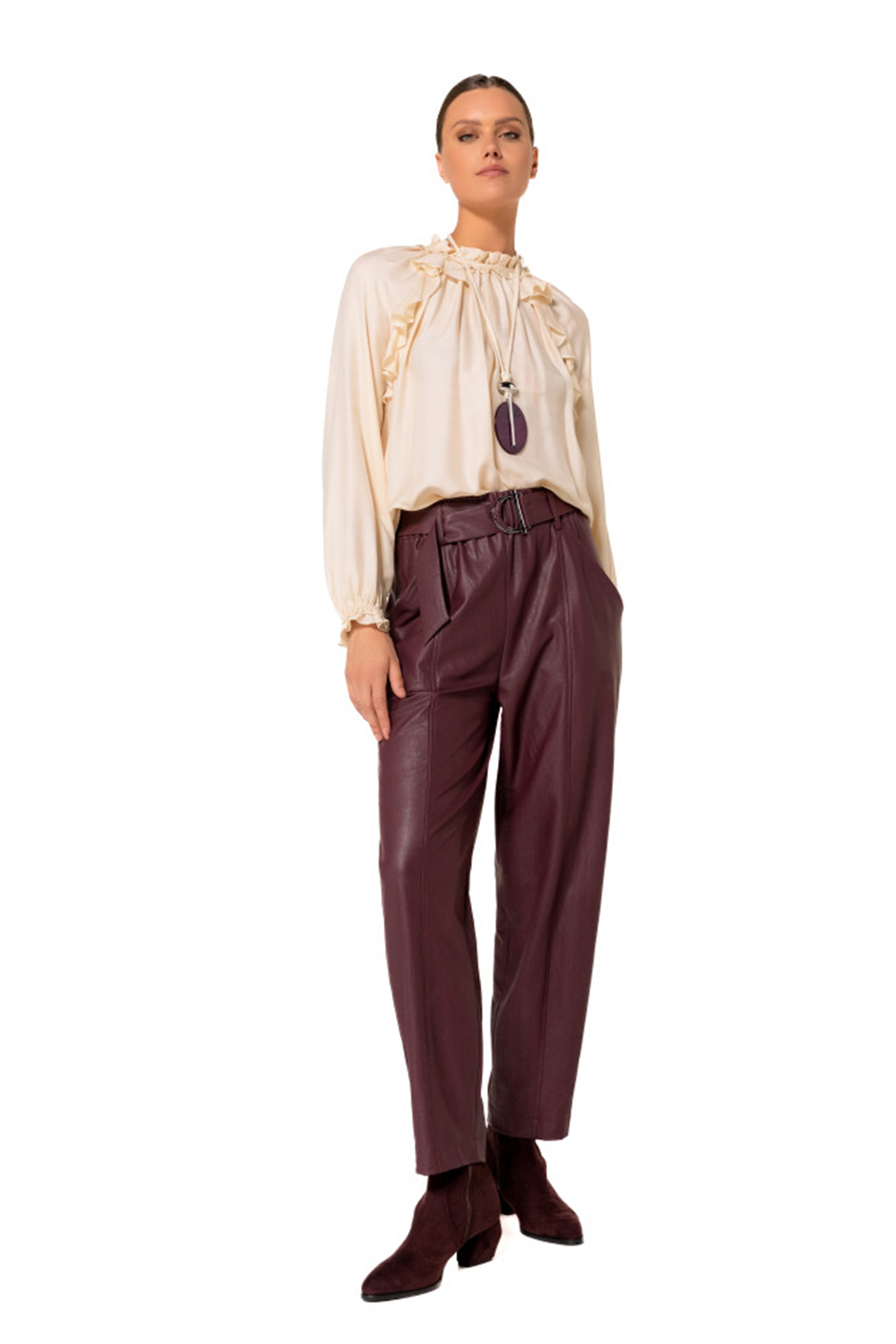 Dames leren broek rood