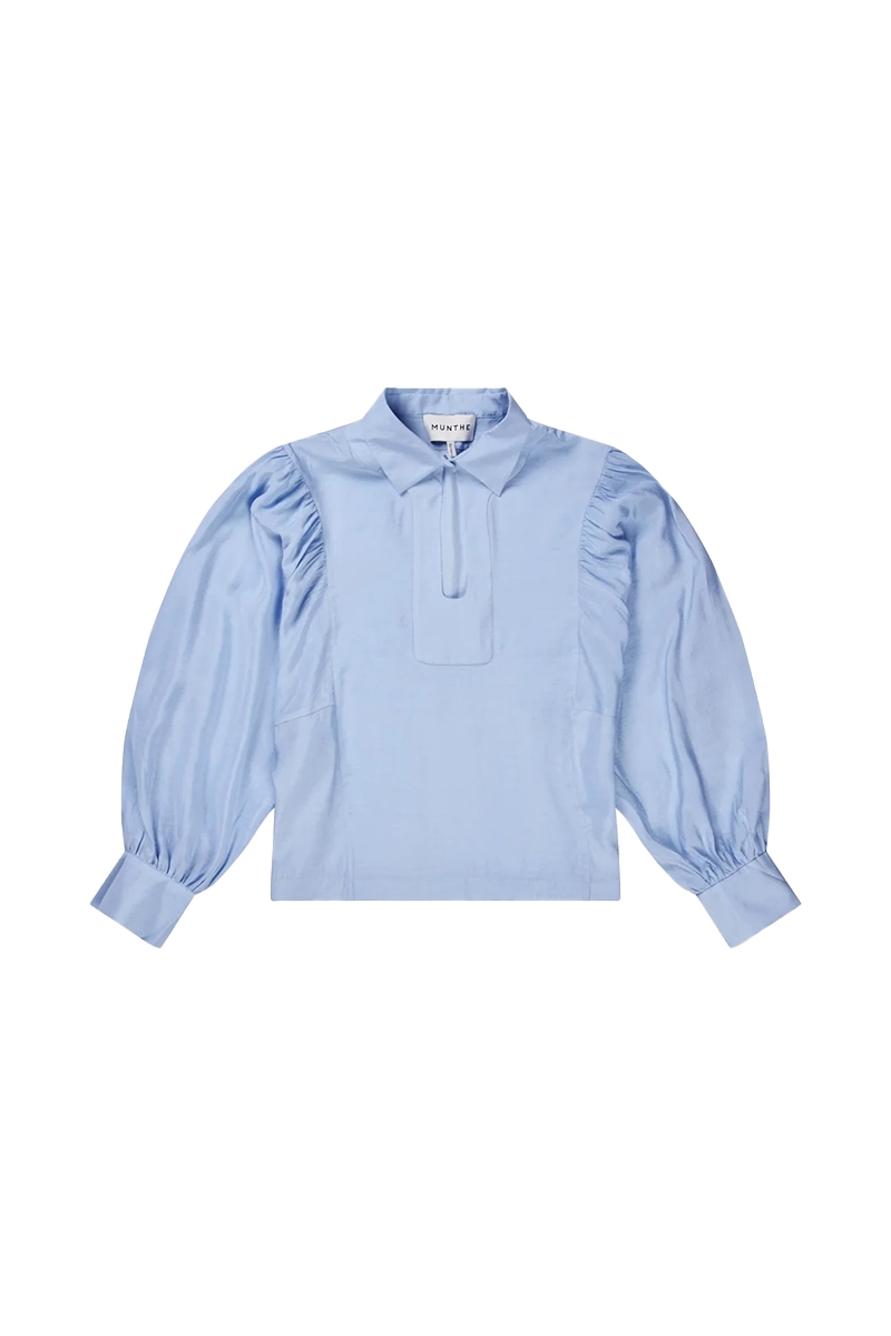 Dames blouse lange mouw blauw