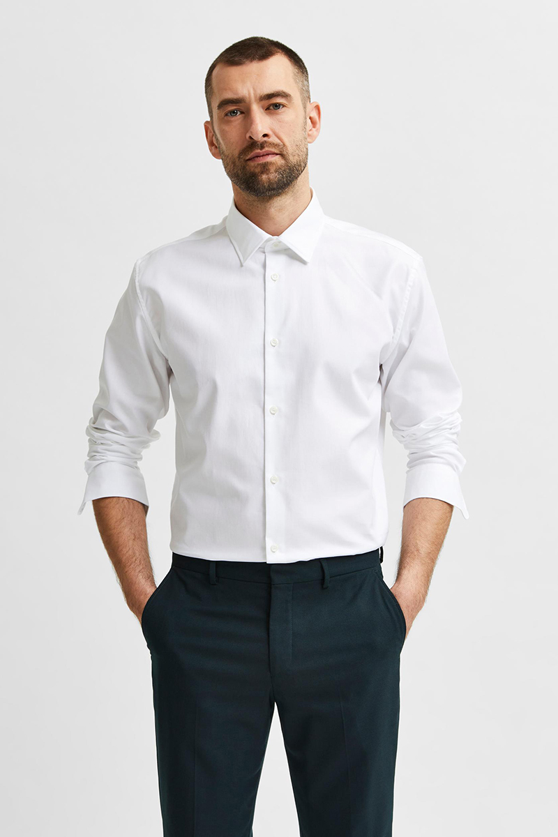 Selected SLHREGETHAN SHIRT LS CLASSIC B NOOS Wit-1 1
