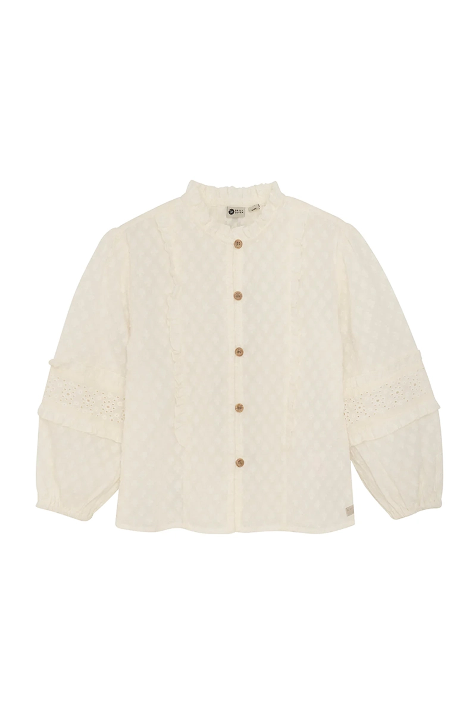 Daily7 Shirt longsleeve ruffle Ecru-1 1