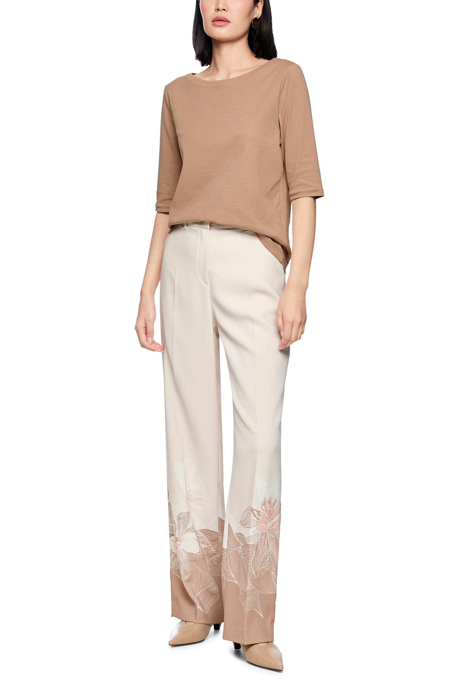 Dames t-shirt korte mouw bruin