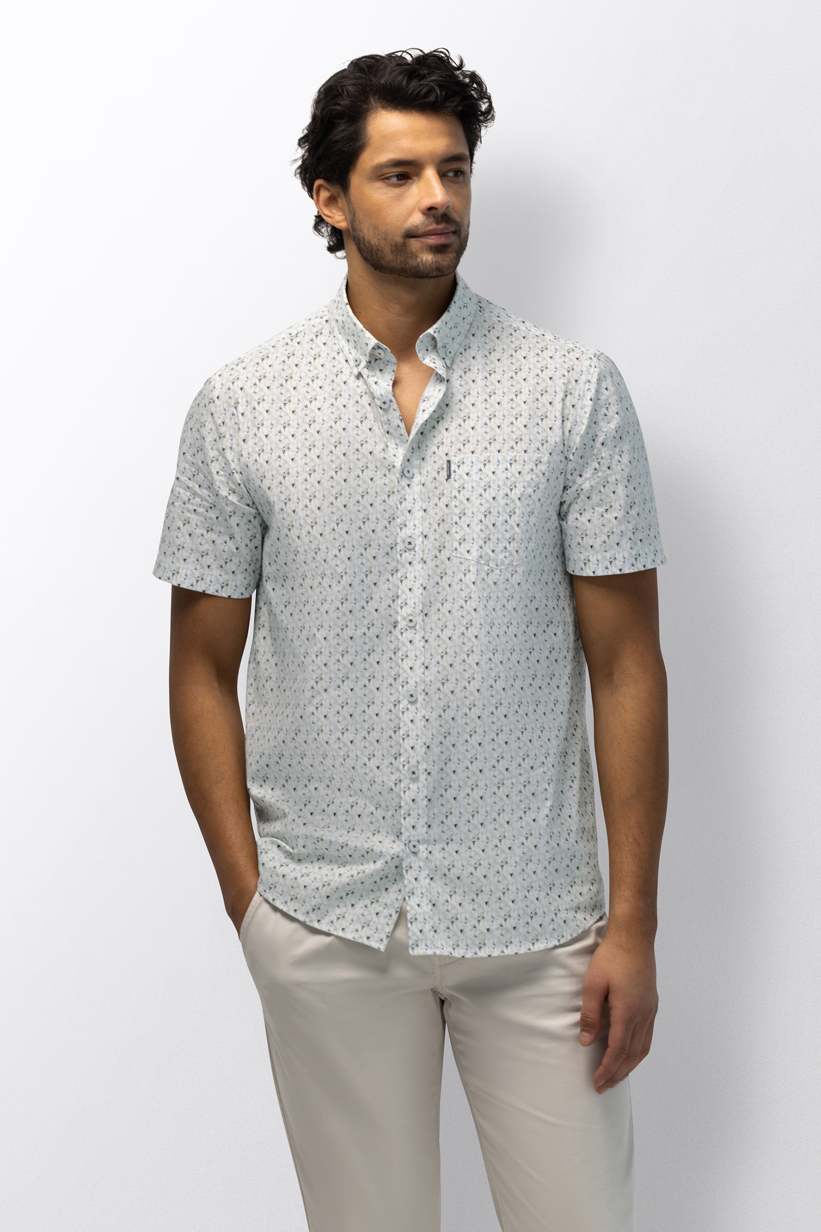 Heren overhemd km casual groen
