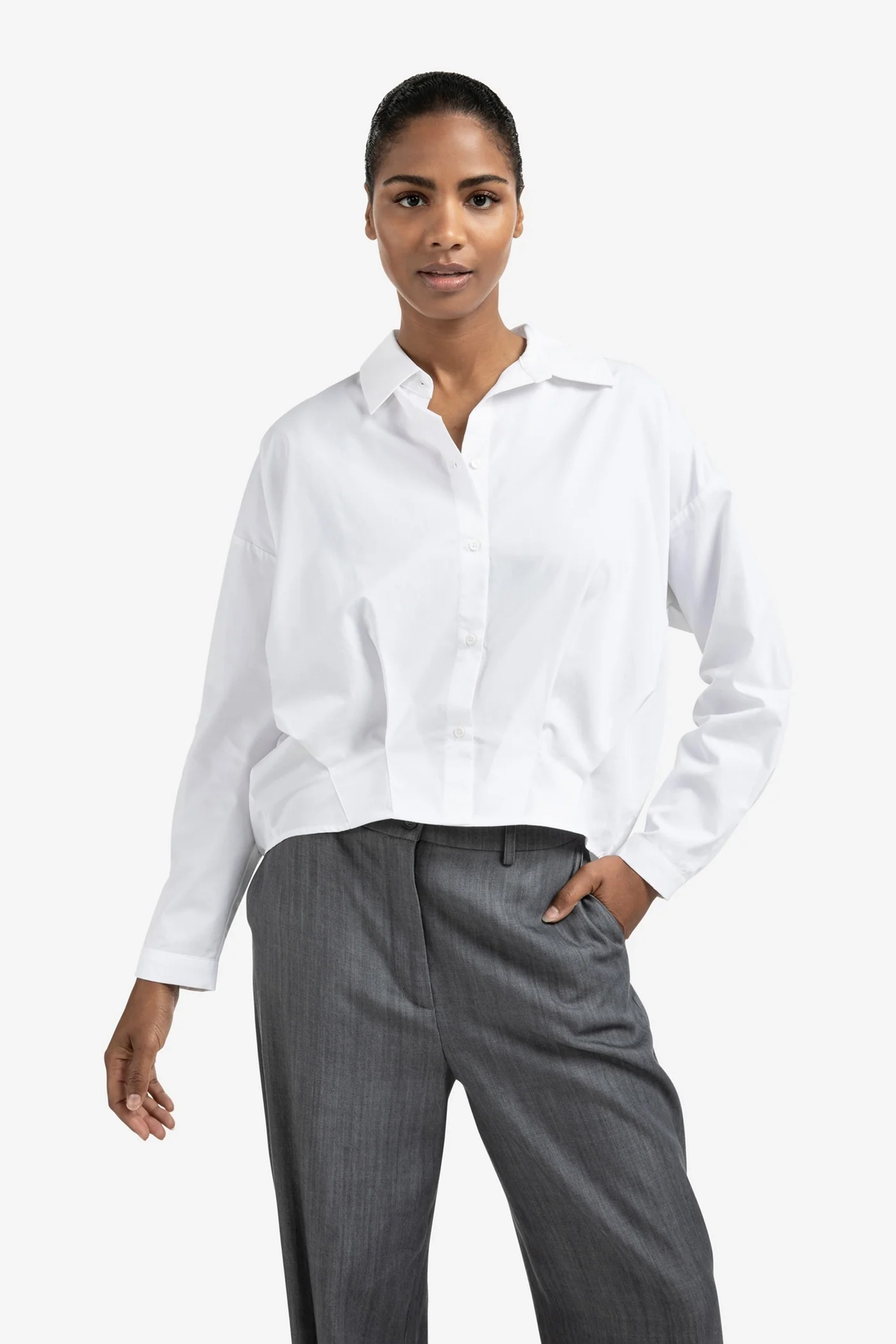 Dames blouse lange mouw wit