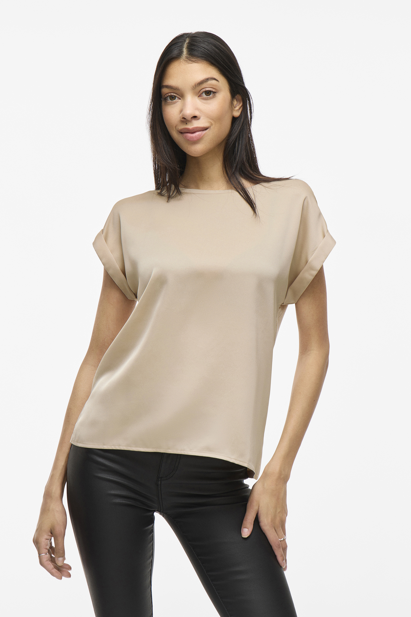 Dames blouse korte mouw grijs