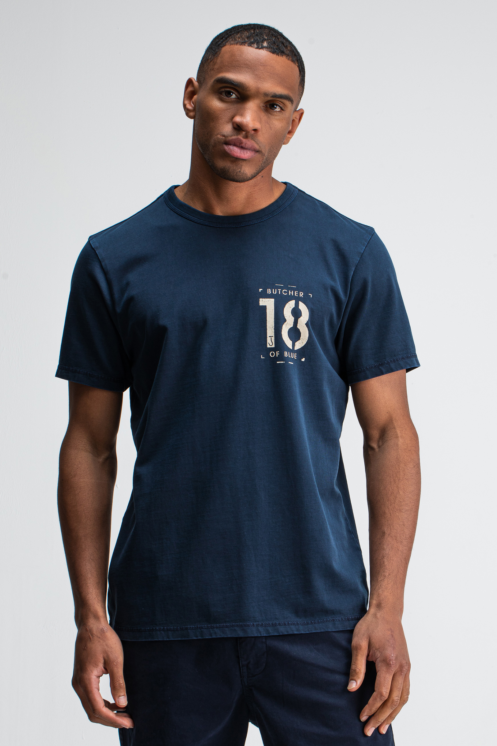 Heren t-shirt kortemouw blauw