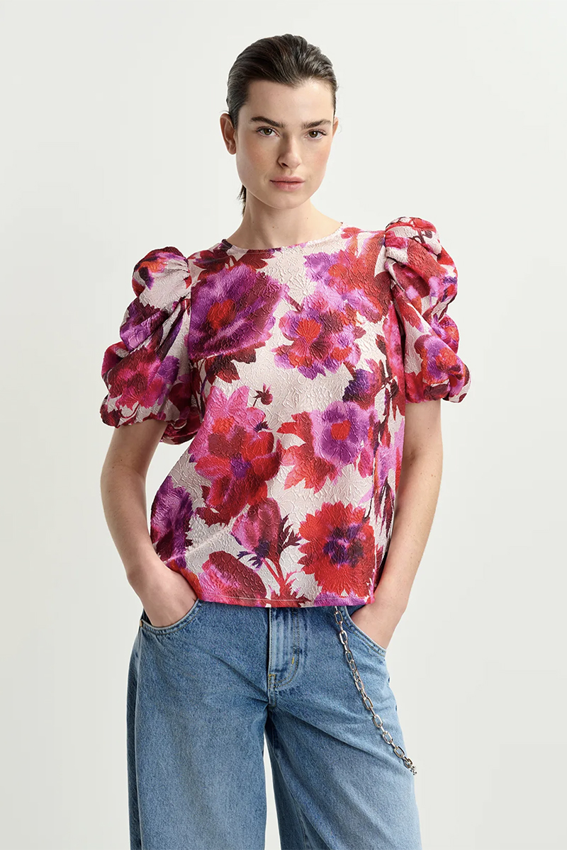 Dames blouse korte mouw rose