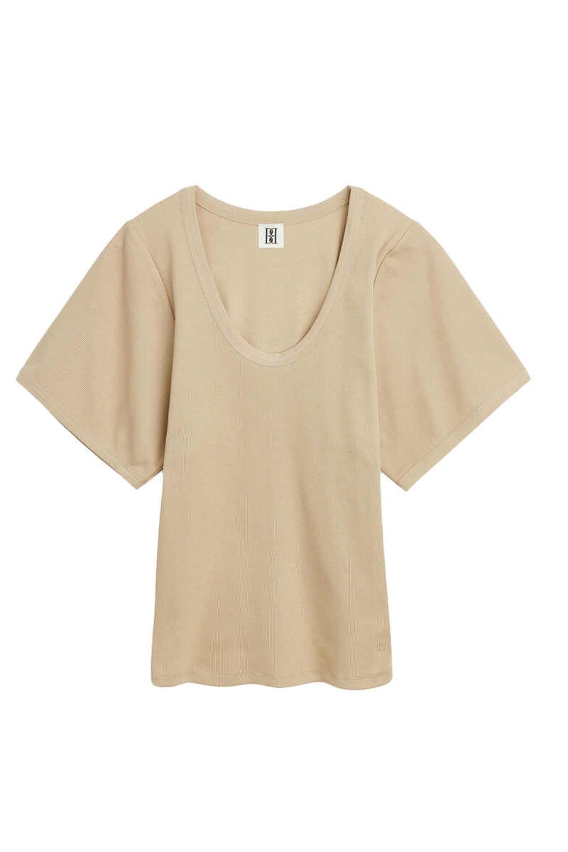 Dames t-shirt korte mouw bruin