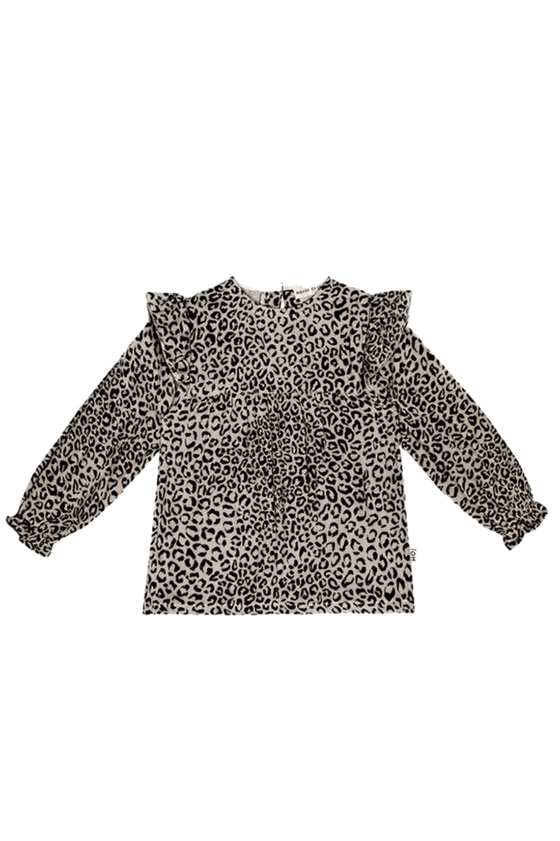 House Of Jamie mesh leopard frill tunic Zwart-1 1