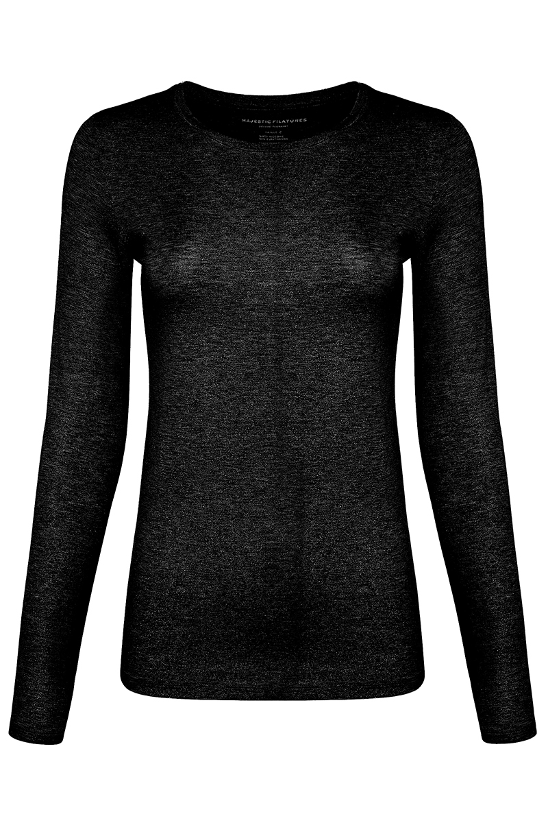 Dames t-shirt lange mouw zwart