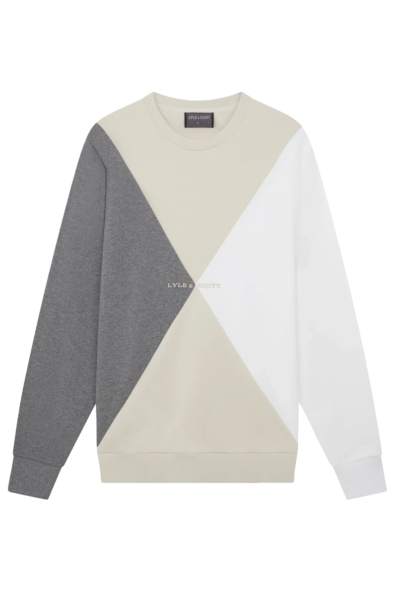 Lyle & Scott ARGYLE PANELLED CREW NECK Grijs-1 1