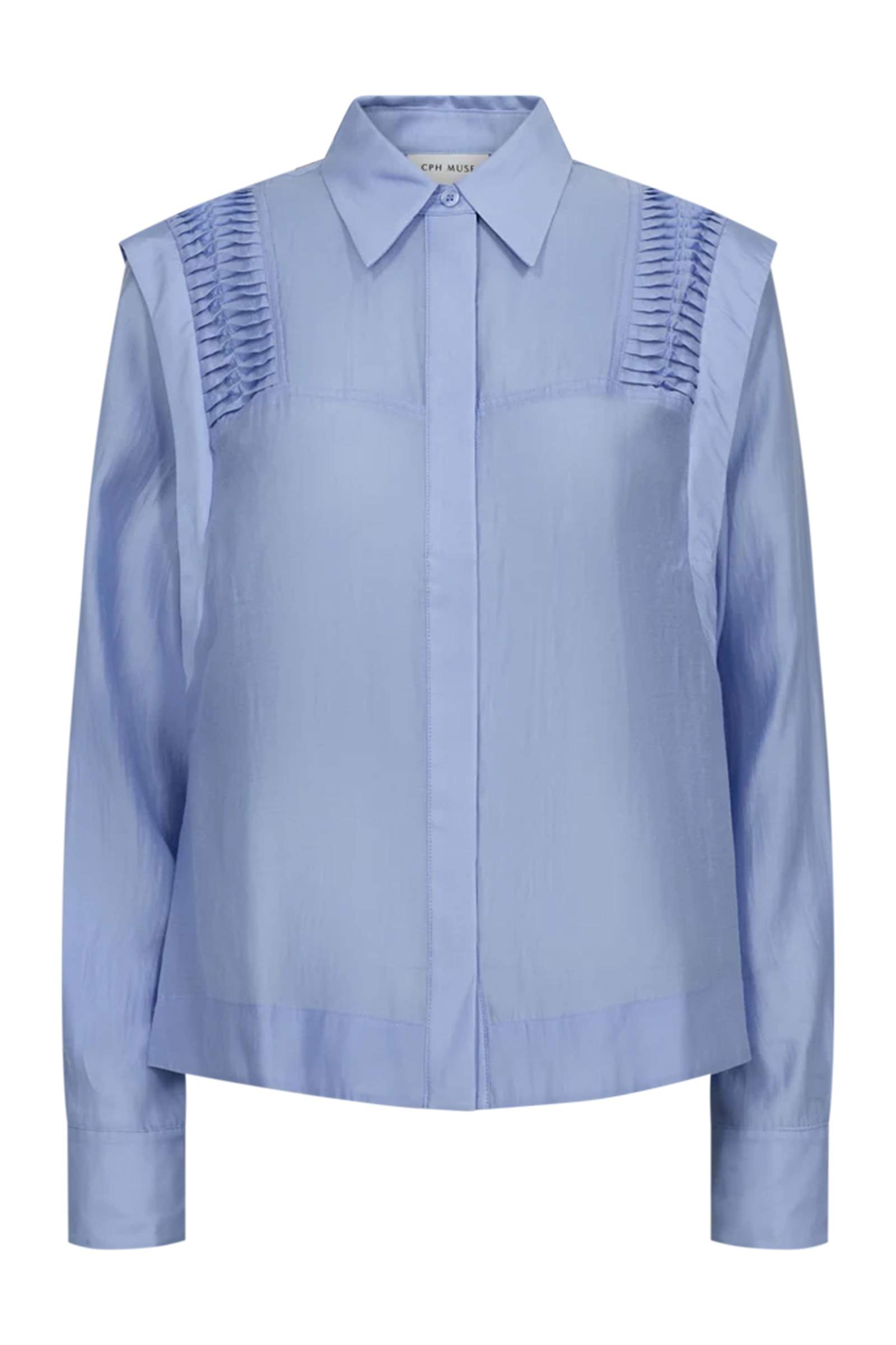 Dames blouse lange mouw blauw