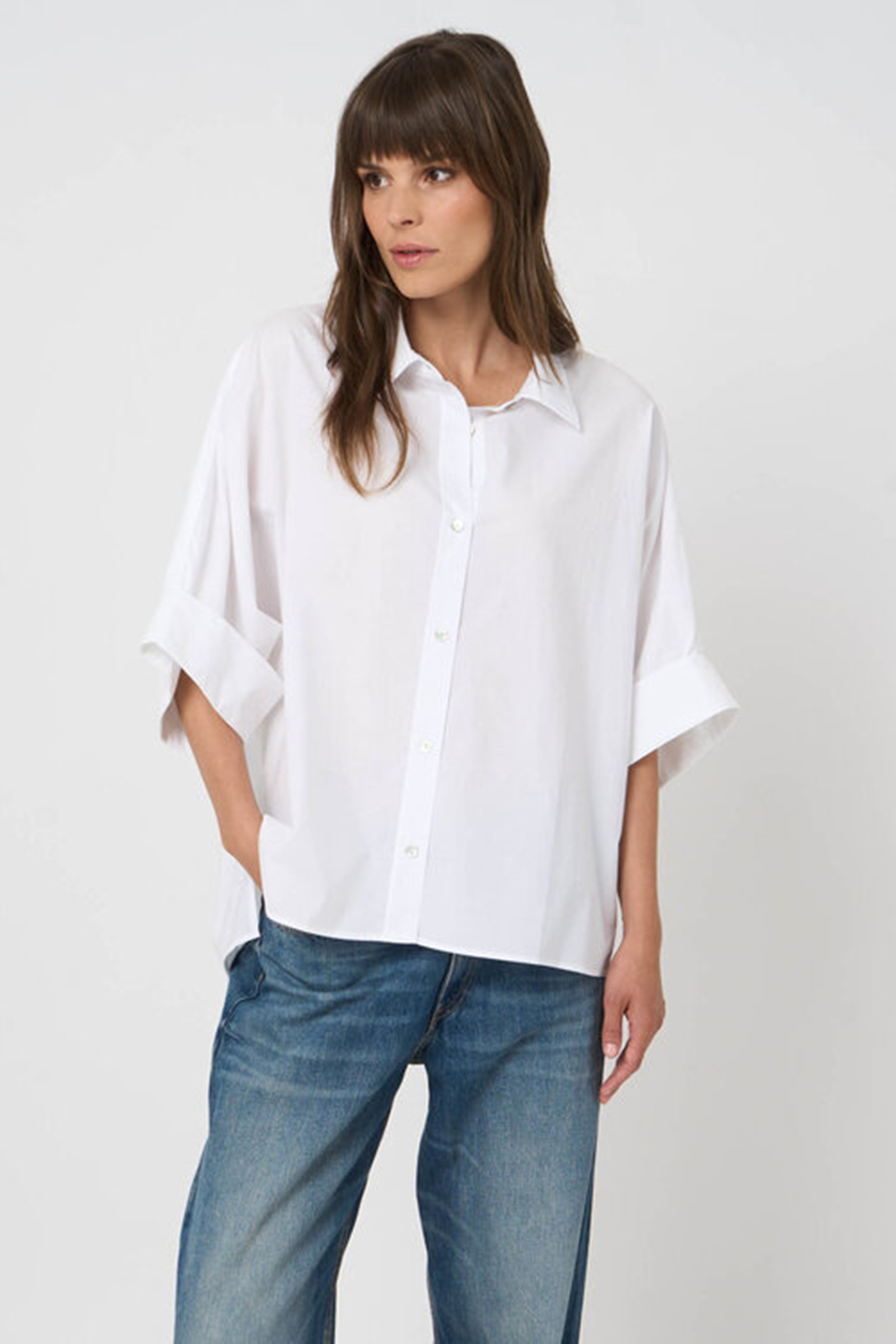 Dames blouse korte mouw wit