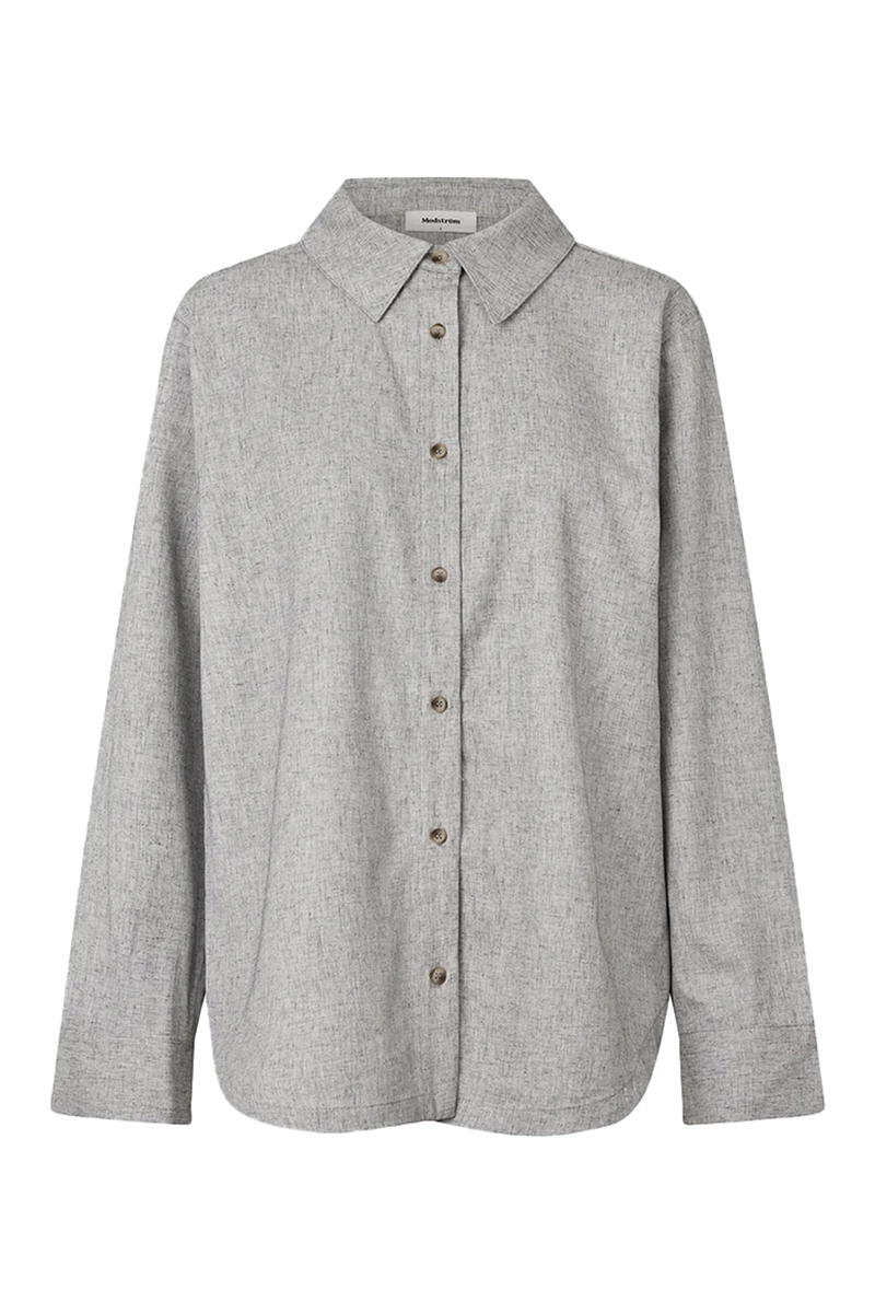 Dames blouse lange mouw grijs