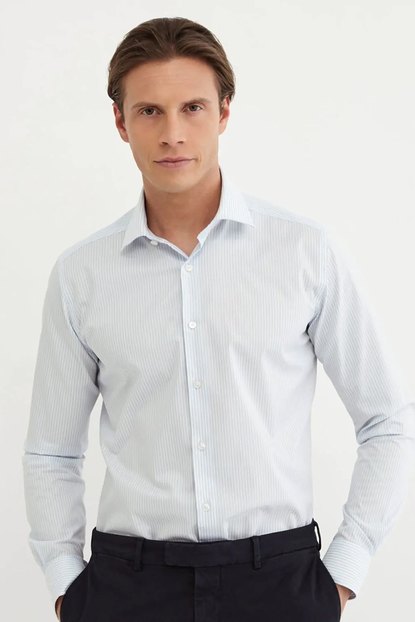 Heren overhemd lm dressual blauw