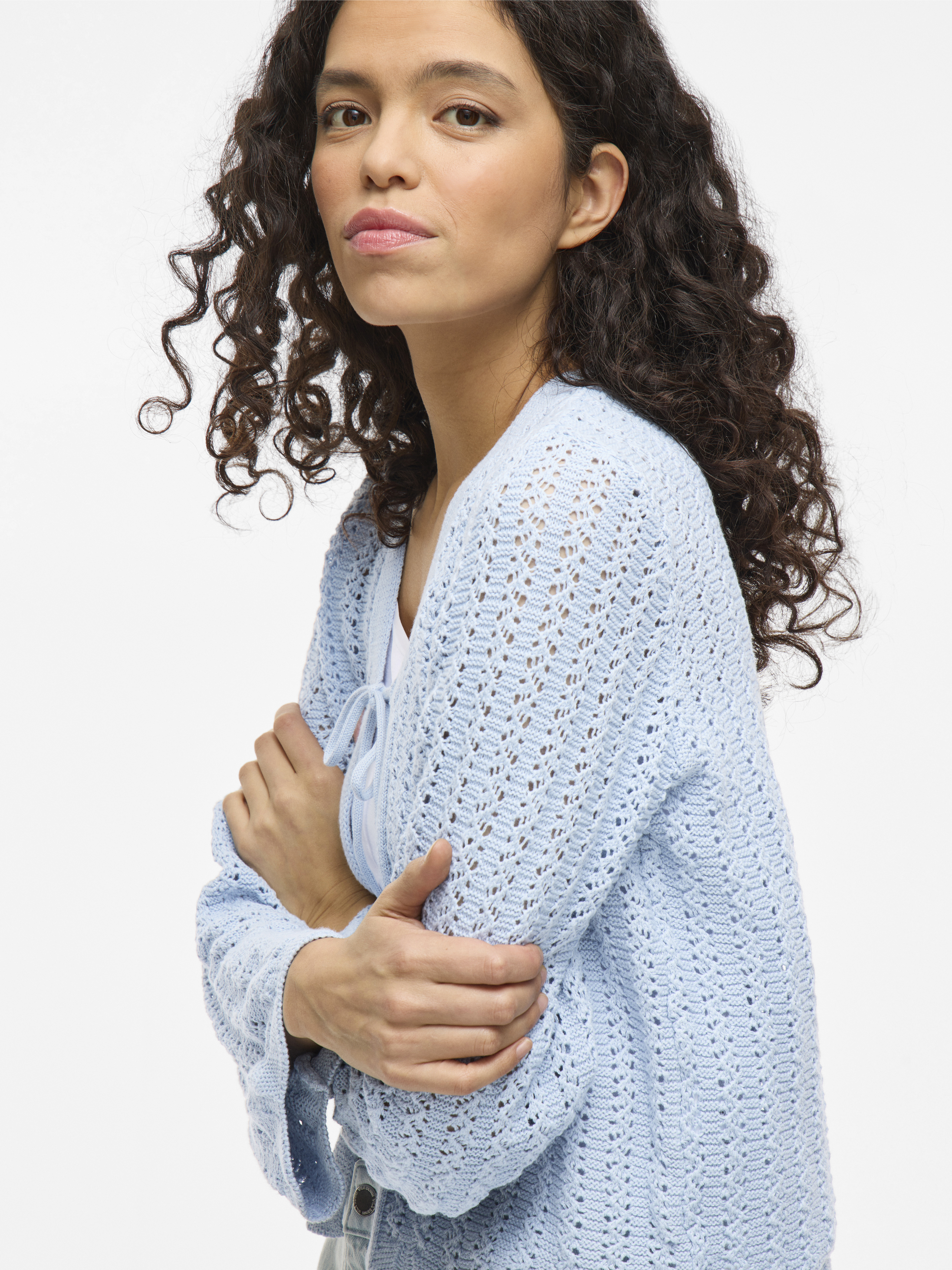 Vila VINOI L/S STRING KNIT CARDIGAN 253564-Kentucky Blue 5