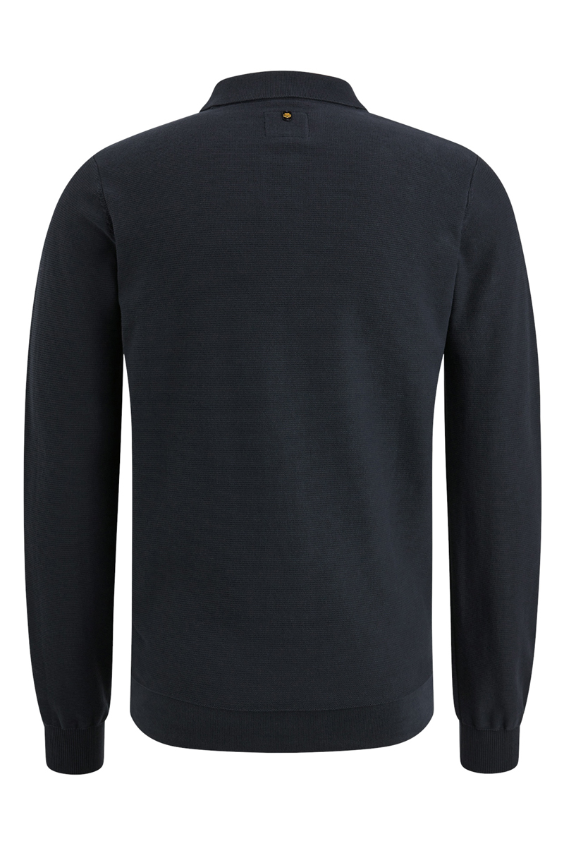 Heren polo lange mouw blauw