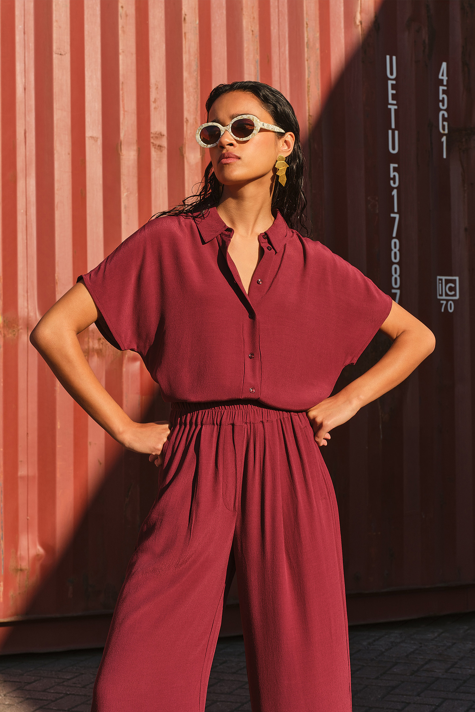 Dames blouse lange mouw rood