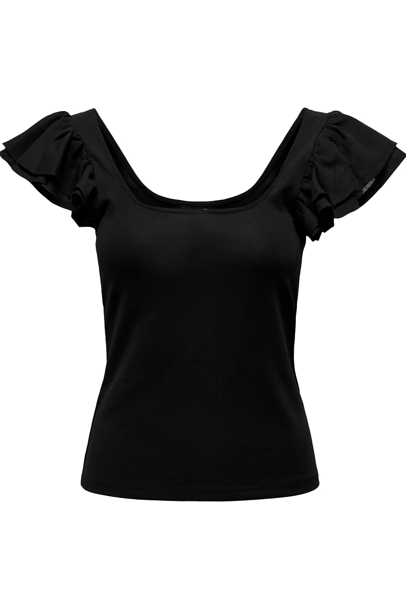 Only ONLVENIA S/S FRILL MIX TOP JRS 177911-Black 1