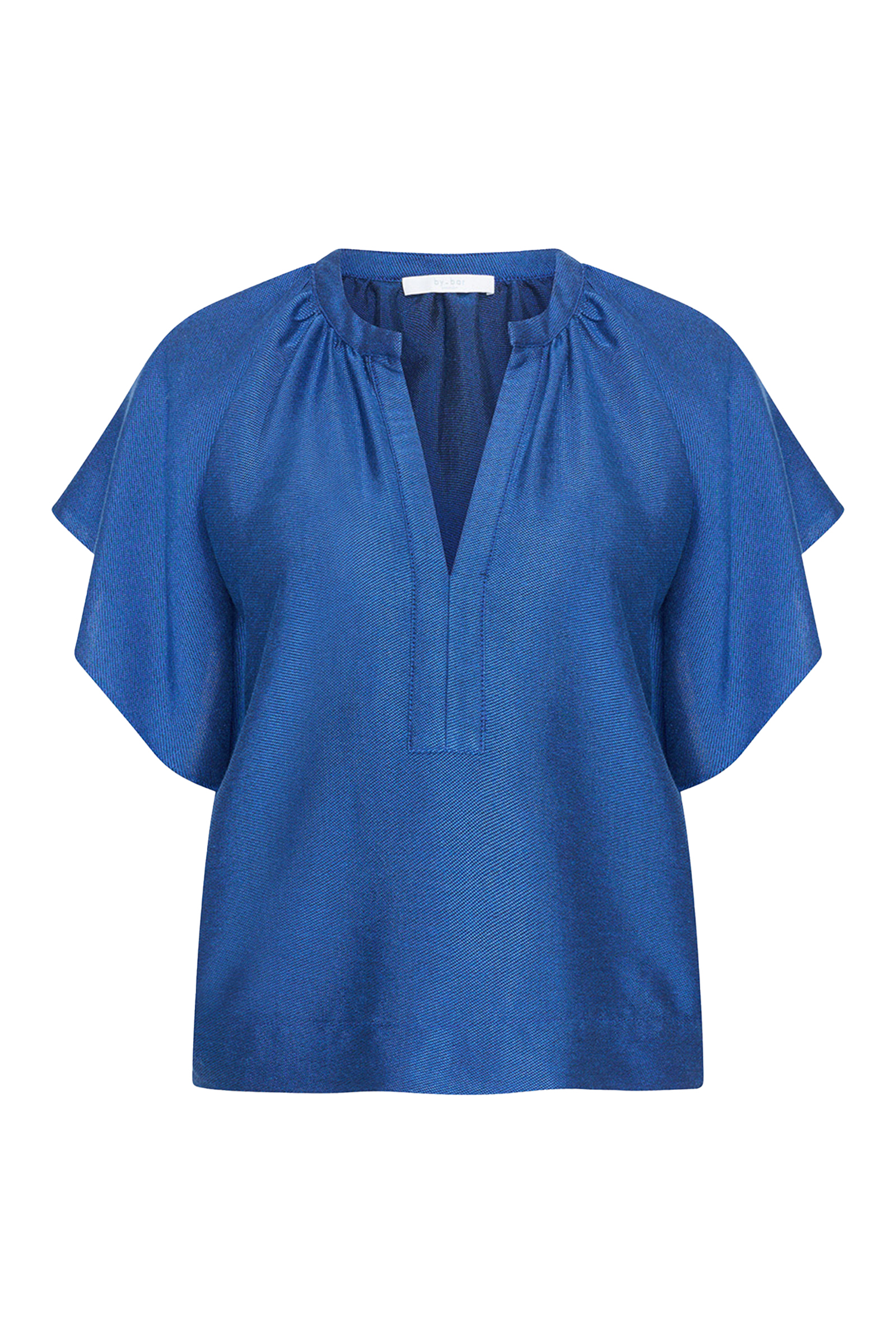 Dames blouse korte mouw blauw