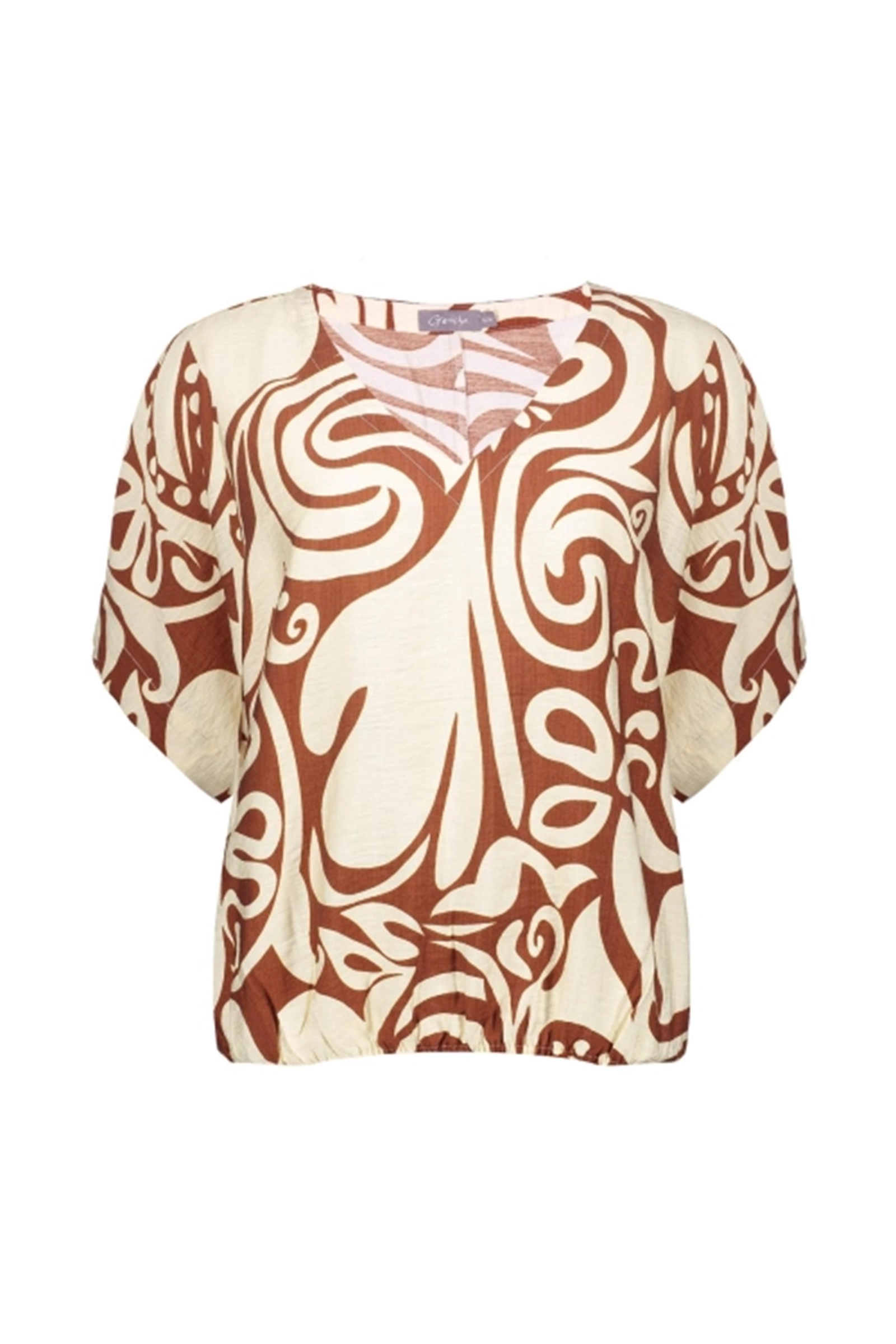 Dames blouse korte mouw ecru