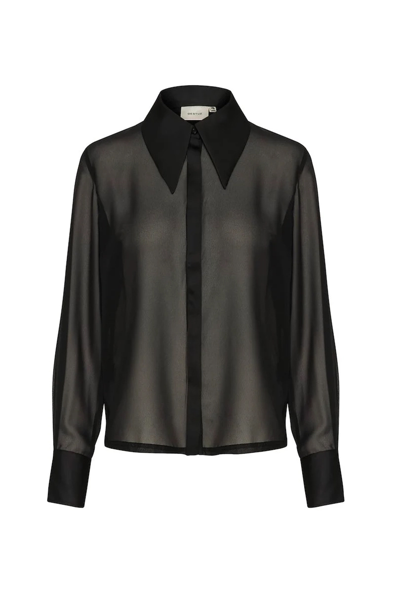 Dames blouse lange mouw zwart