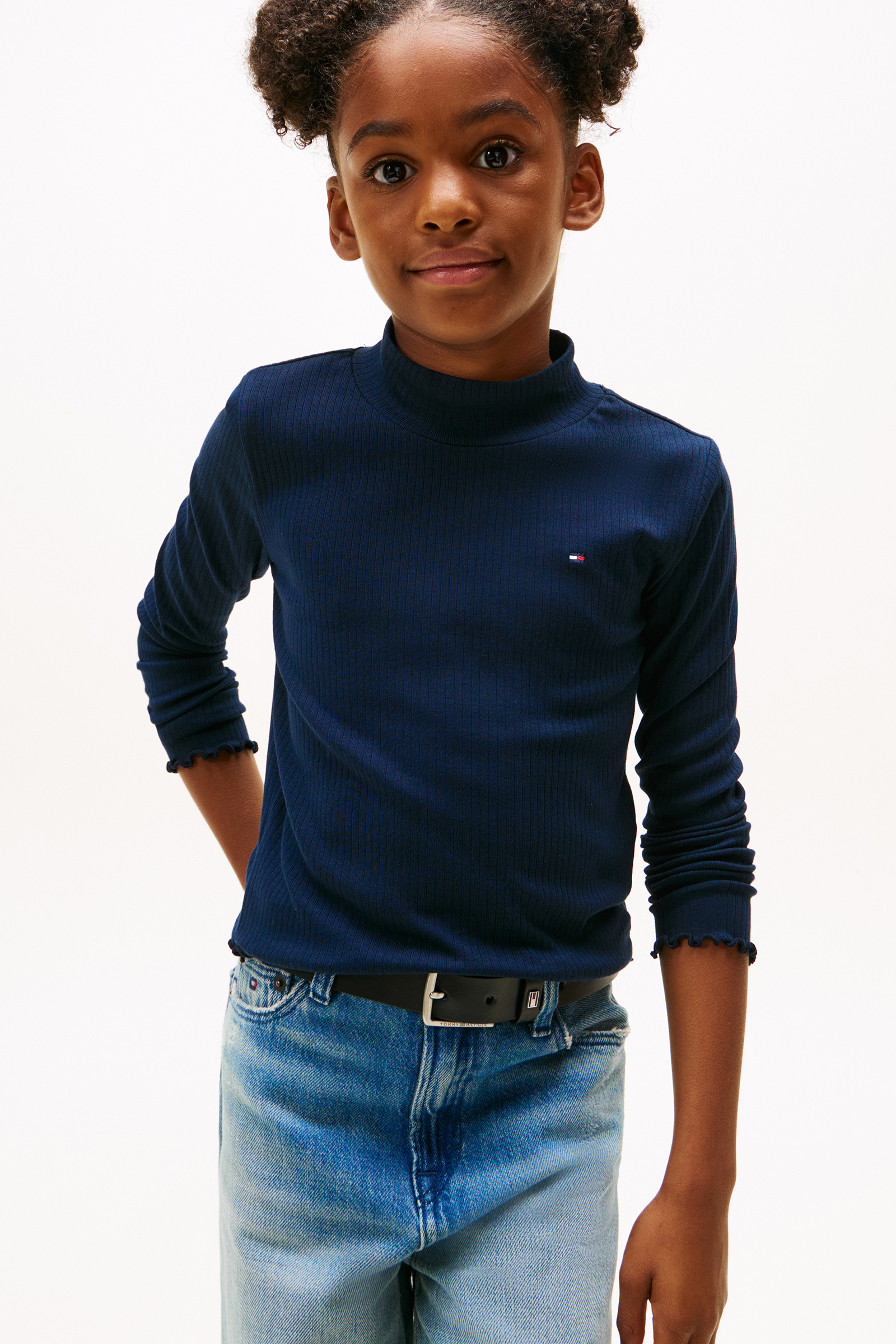 Meisjes t-shirt lange mouw blauw