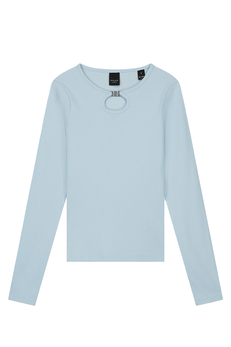 Meisjes t-shirt lange mouw blauw