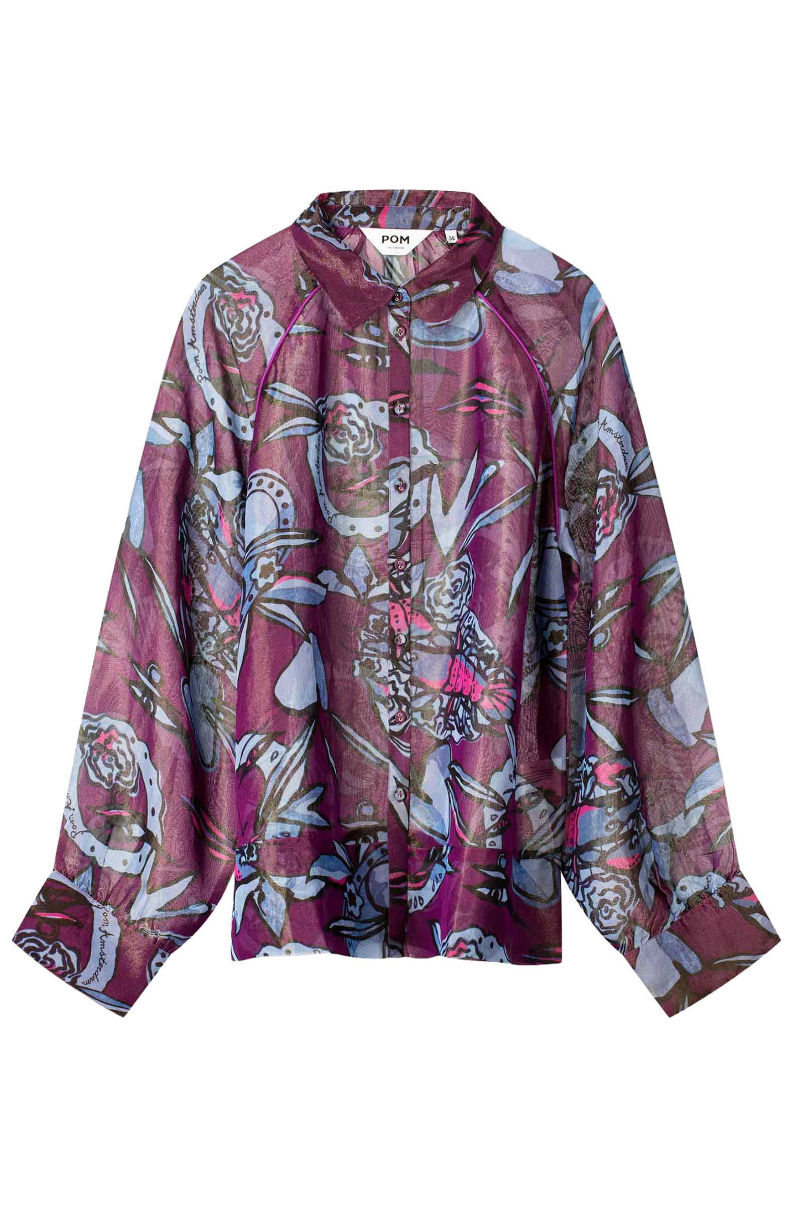 Dames blouse lange mouw paars