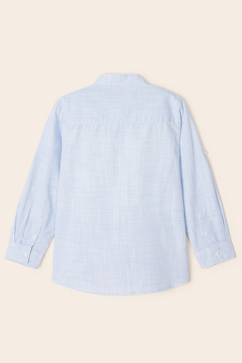 Mayoral striped mao collar shirt Blauw-1 4