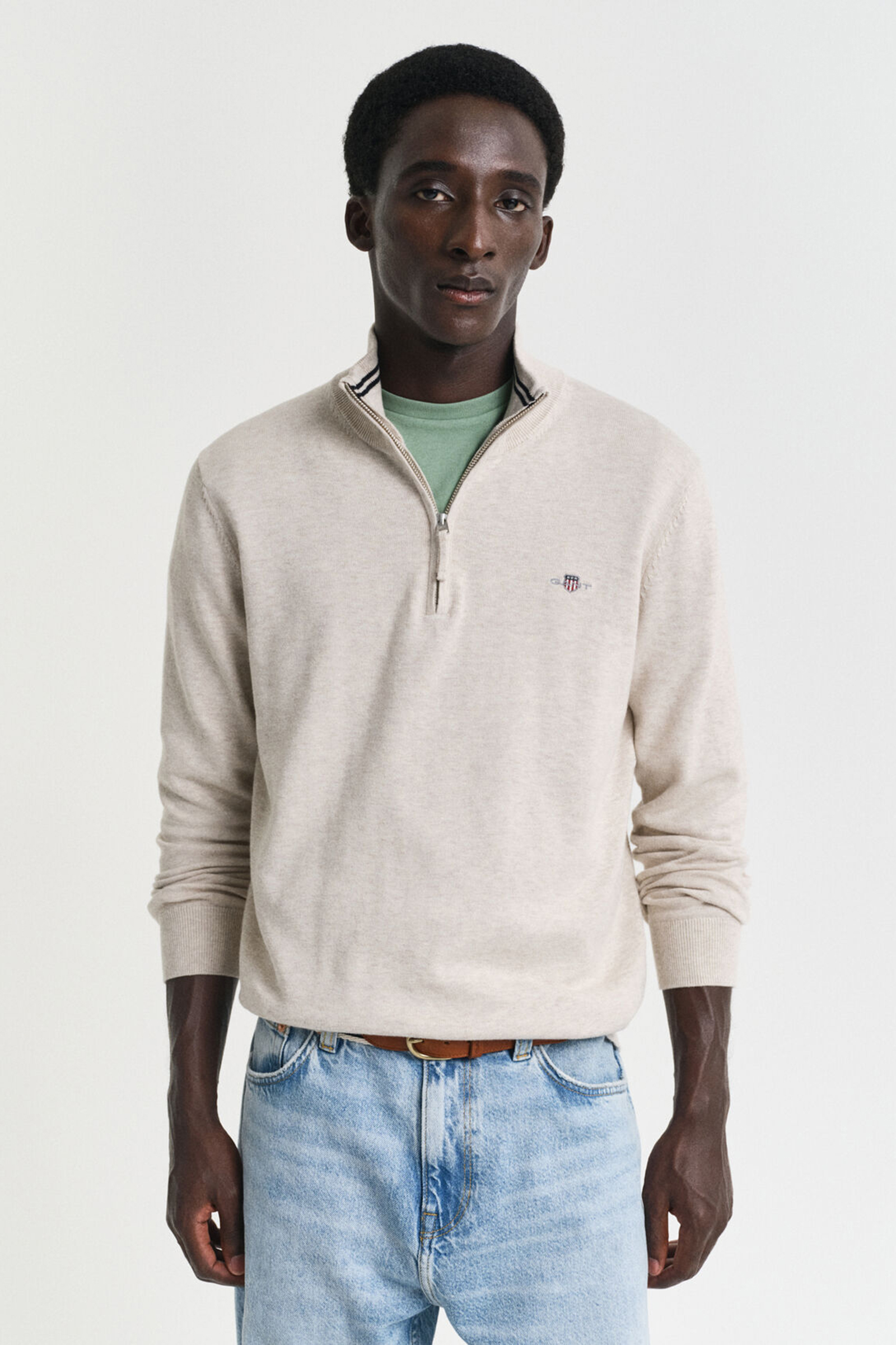 Gant CLASSIC COTTON HALF ZIP bruin/beige-1 2