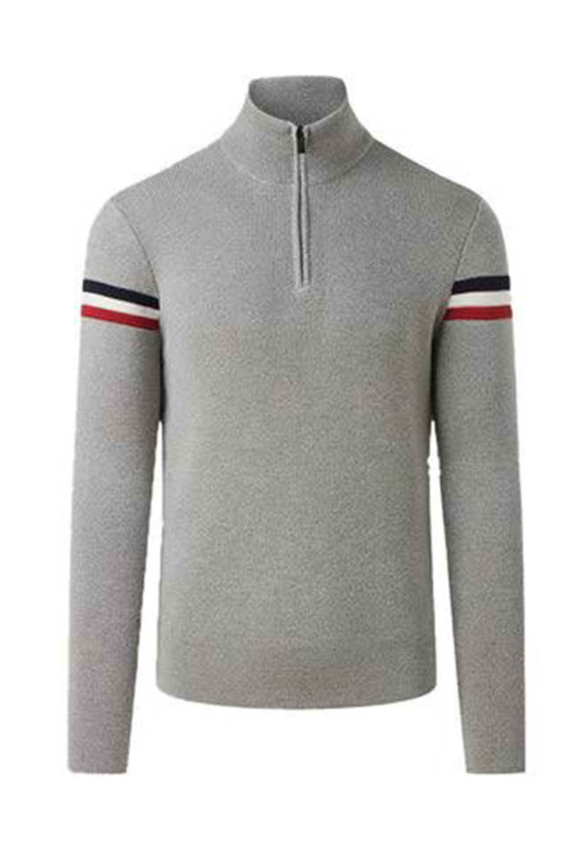Tommy Hilfiger ALLOVER STRUCTURE GS ZIP MOCK Grijs-1 1