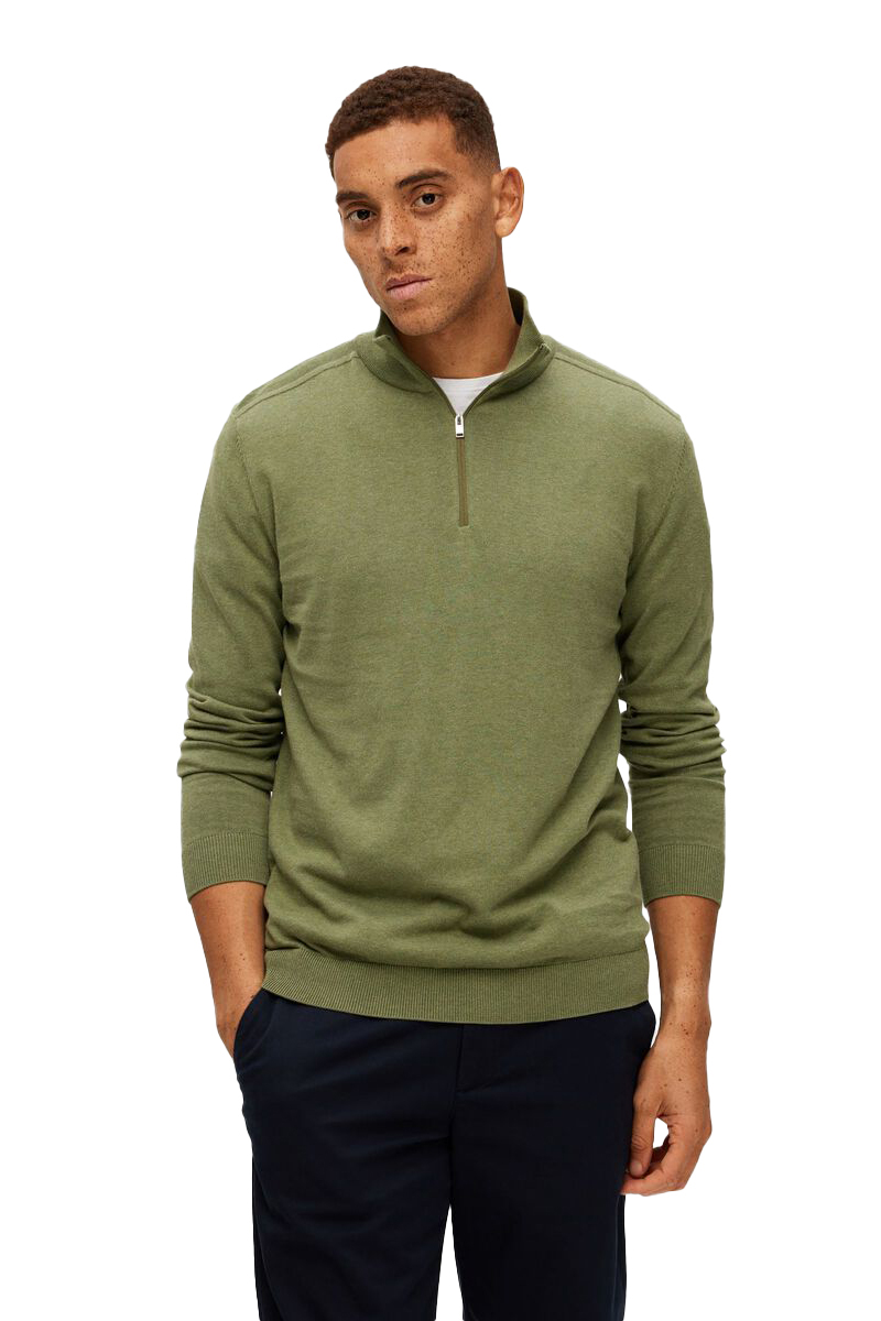 Selected SLHBERG HALF ZIP CARDIGAN NOOS Groen-4 2