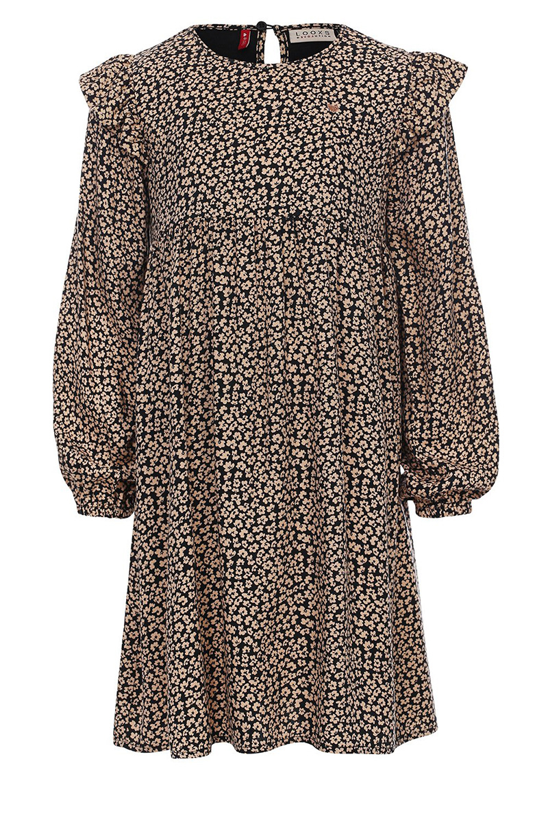 LOOXS LITTLE little woven dress bruin/beige-1 1