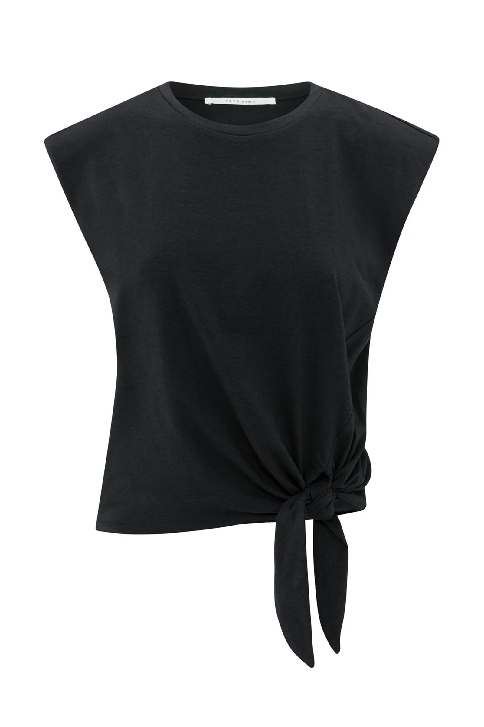 Yaya Sleeveless top with knot WASHED BLACK 1