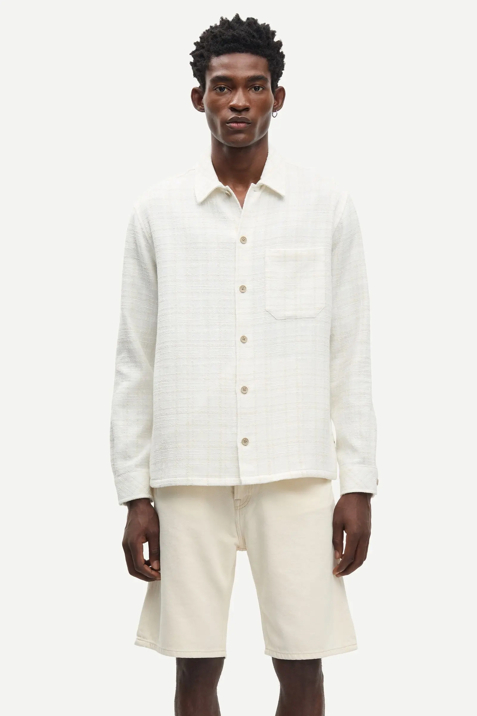 Heren overhemd lm casual ecru