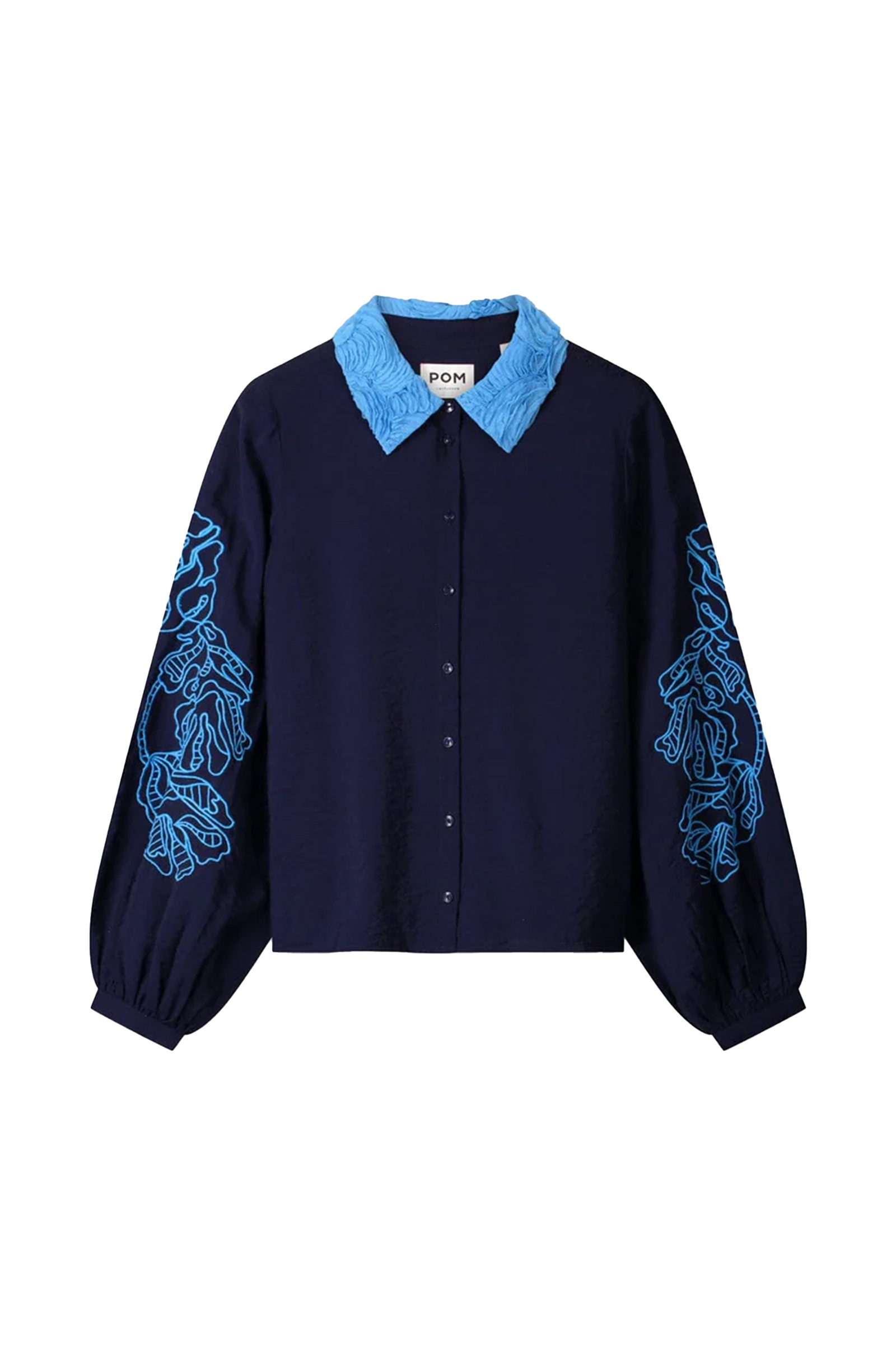 Dames blouse lange mouw blauw