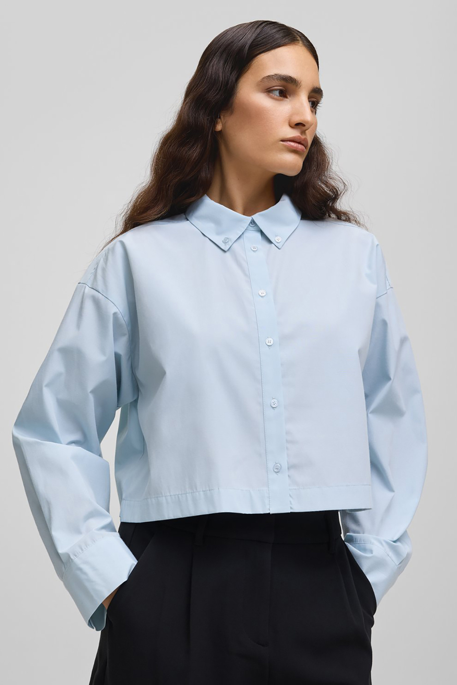Dames blouse lange mouw blauw